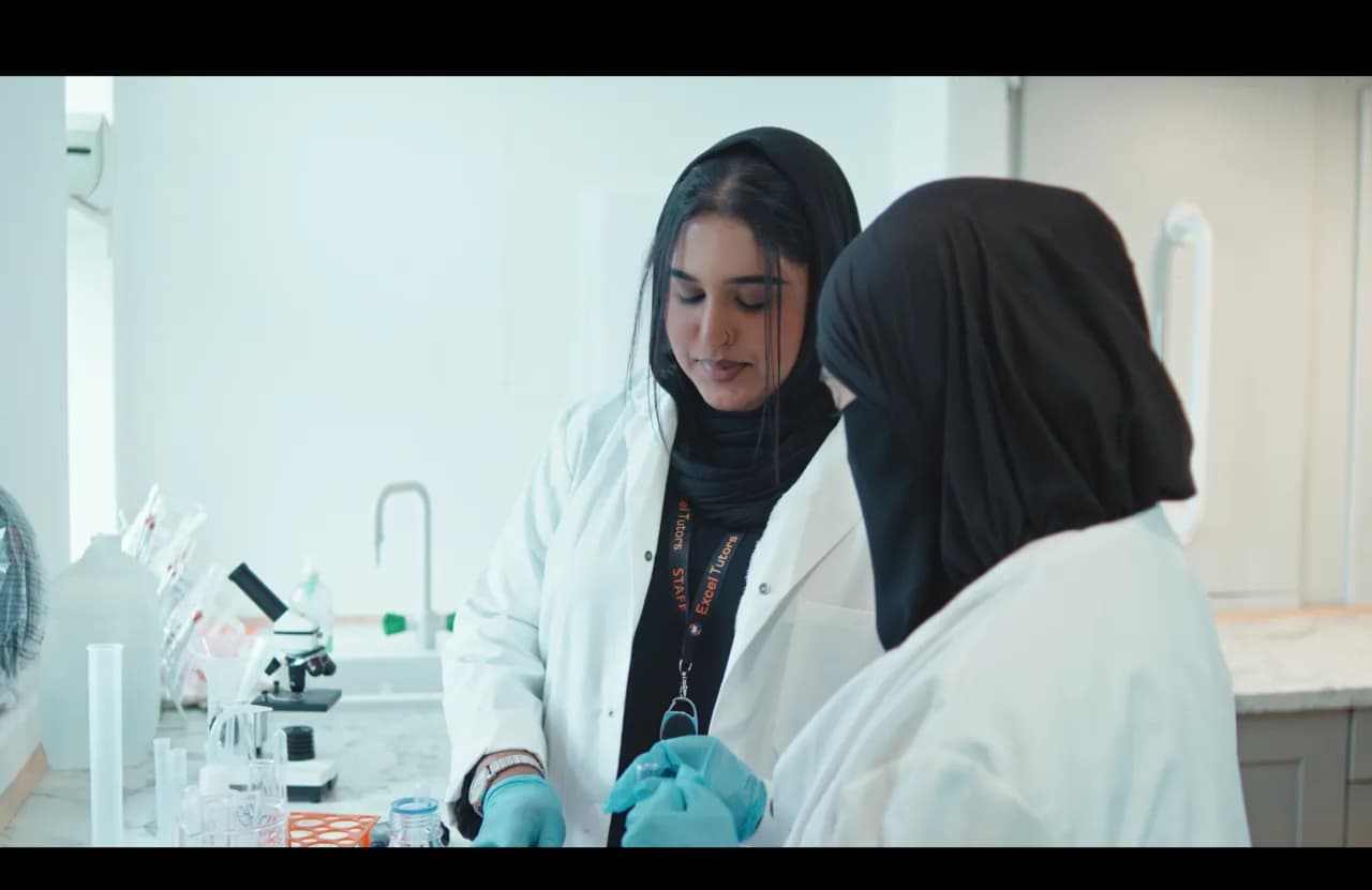 A-Level science candidates in the Excel Tutors on-site laboratory